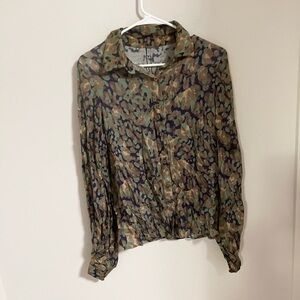 NWT Anthropologie Blank London Eronita camo Button front blouse